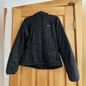 Black Patagonia nano puff hooded jacket